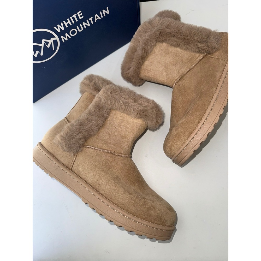 WHITE MOUNTAIN $79 New Incher Womens 11 Tan Sand Faux Suede Fur Winter Boots 108